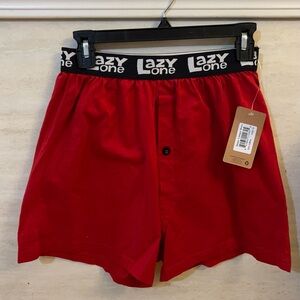 NWT- Lazy One Happy Camper Vibrant Red Boxer Shorts Unisex
